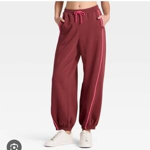 JoyLab Maroon Joggers with Pink Details